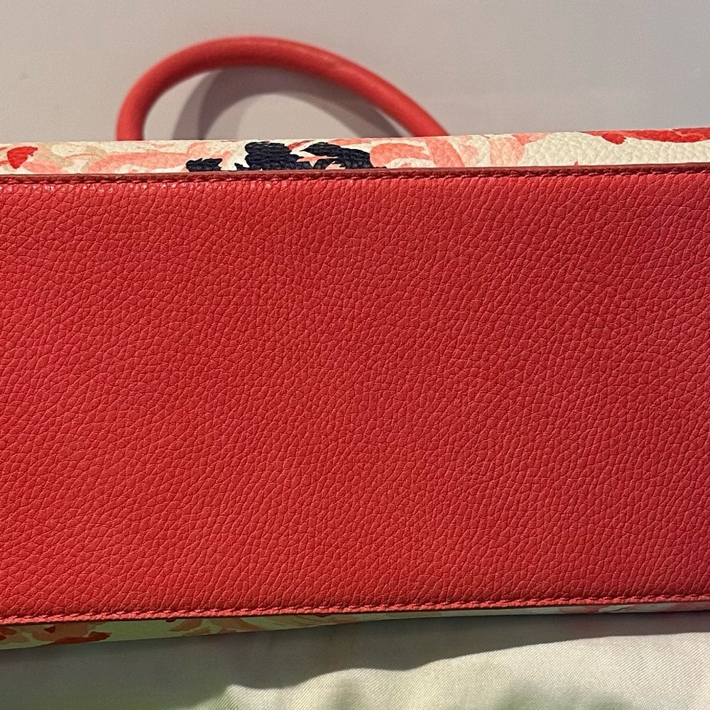 Charming Charlie Purse Handbag Shoulder Bag Coral/Floral Navy Beige - Picture 7 of 7
